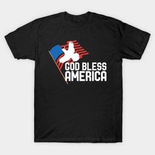 God Bless America Flag USA Quail T-Shirt